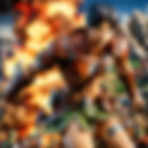 Dynamic gameplay showcasing characters battling Titans