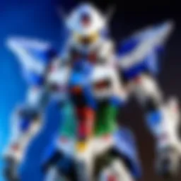 The sleek design of Exia showcasing its distinct armor and weapons.