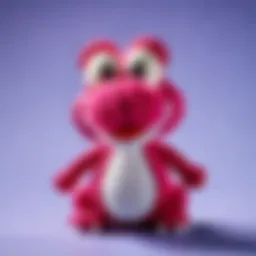 Close-up of Pink Yarn Yoshi Amiibo showcasing intricate crochet details