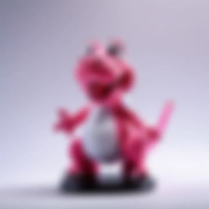 Pink Yarn Yoshi Amiibo displayed alongside other Nintendo collectibles