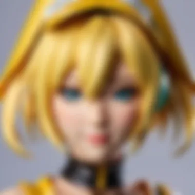 Close-Up of Rin Kagamine Wig Design Close-up of the intricate design details of a Rin Kagamine wig