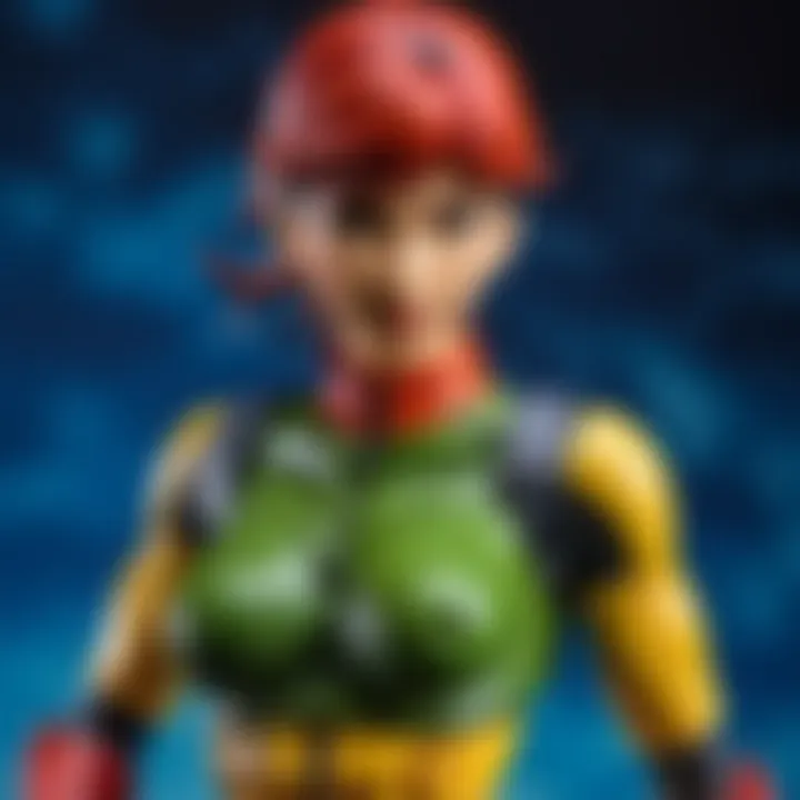 A timeline representation of the evolution of action figure accessories throughout the decades.
