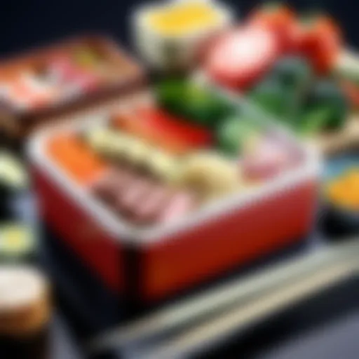 Colorful assortment of anime-themed bento box ingredients