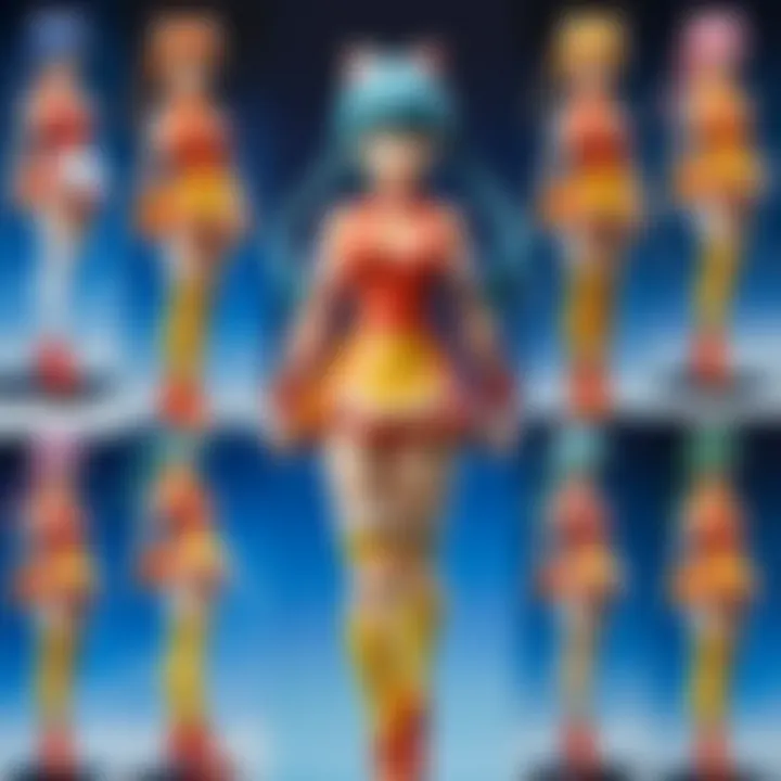 A comparison of various anime figure types including PVC, resin, and articulated figures