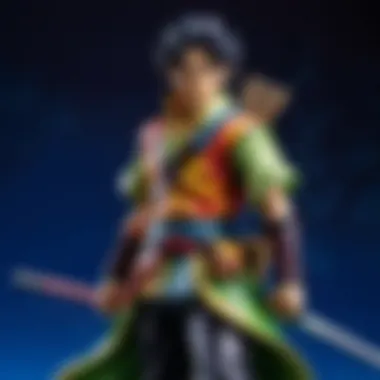 A collection of rare Demon Slayer figures displayed elegantly