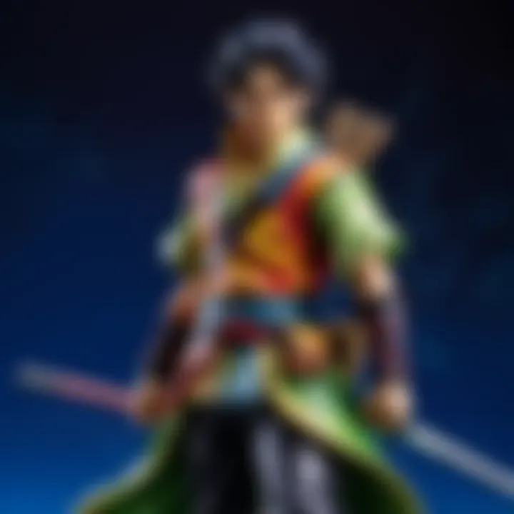 A collection of rare Demon Slayer figures displayed elegantly