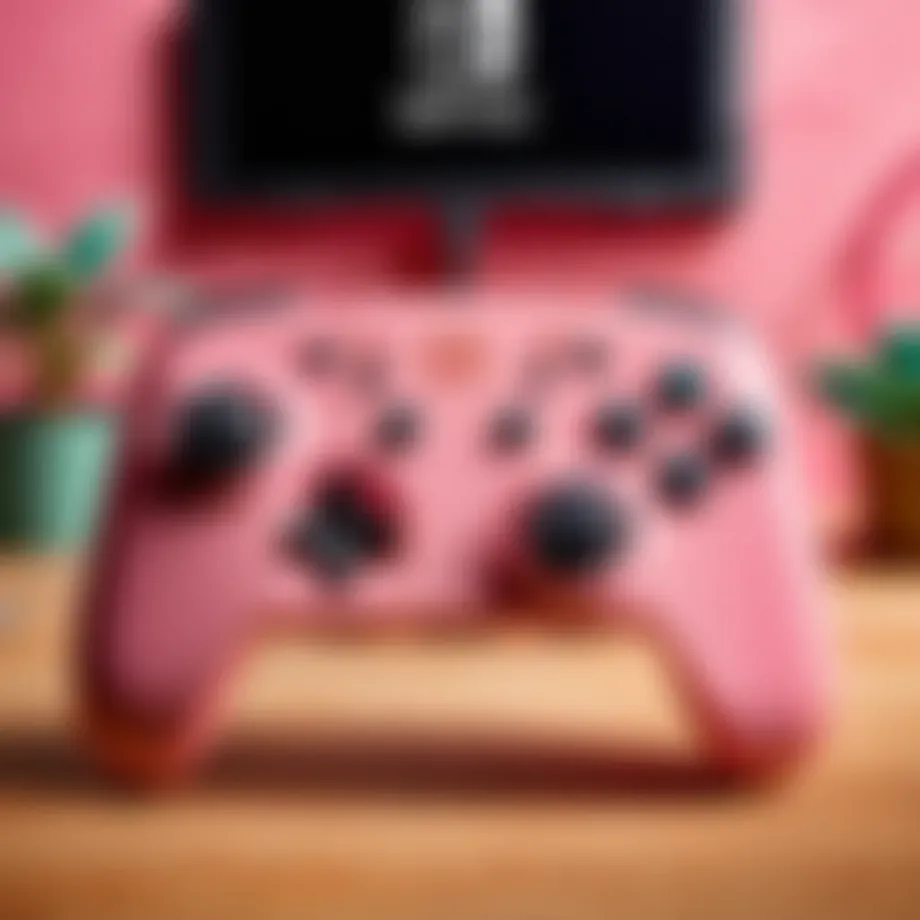 Stylish pink Nintendo Switch controller with unique design
