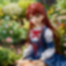 A beautiful Dollfie Dream doll in a serene garden setting