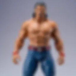 A vintage WWE wrestler action figure in a dramatic pose