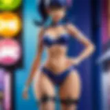 Fashion illustration of a stylish woman wearing stocking panty & stocking with garterbelt
