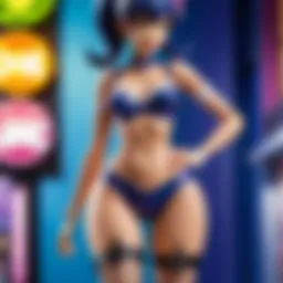 Fashion illustration of a stylish woman wearing stocking panty & stocking with garterbelt