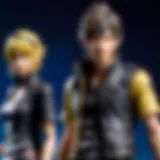 An intricate collection of Final Fantasy XV action figures displayed prominently.