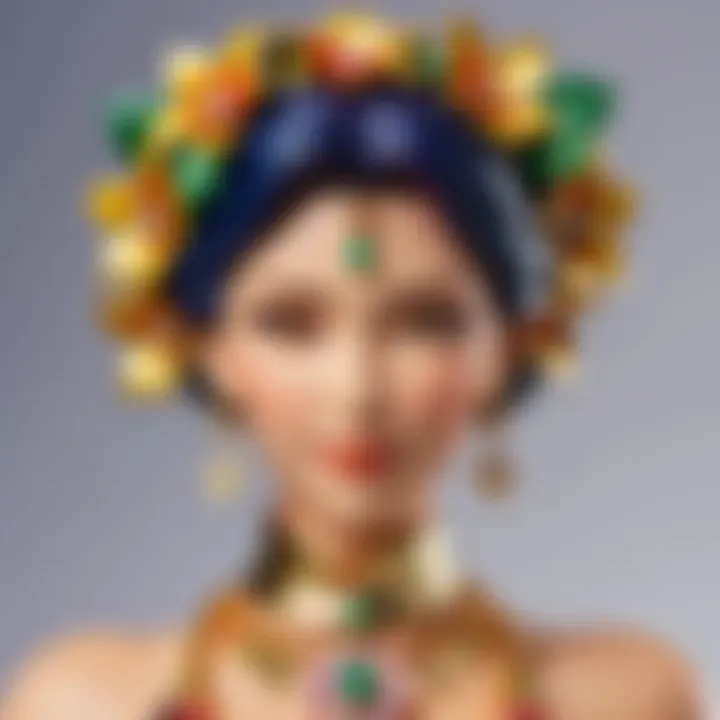 Gilded face jewel with floral embellishments