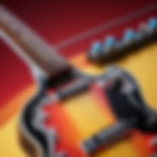 Guitar Hero controller featuring vibrant buttons and intricate design.