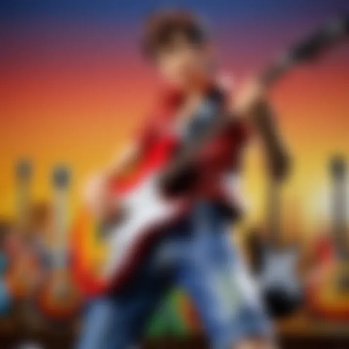 Collection of iconic album covers representing songs available in Guitar Hero.