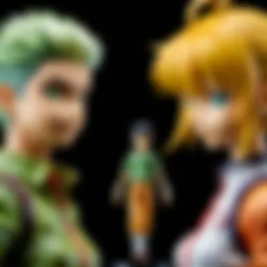 Collectors Sharing Insights on Hunter x Hunter Figures An engaging scene of collectors interacting and sharing insights about Hunter x Hunter figures.