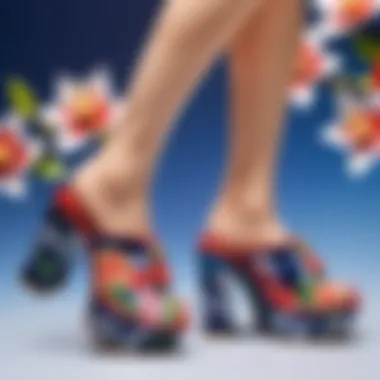 Artistry in Motion: Intricate Kimono-patterned Platform Shoes Intricate Kimono-patterned platform shoes