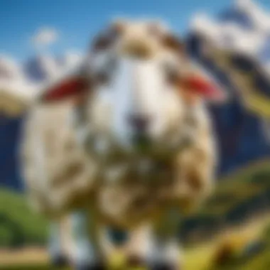 Detailed Stitching on Large Sheep Plush Close-up of intricate stitching on a large sheep plush toy