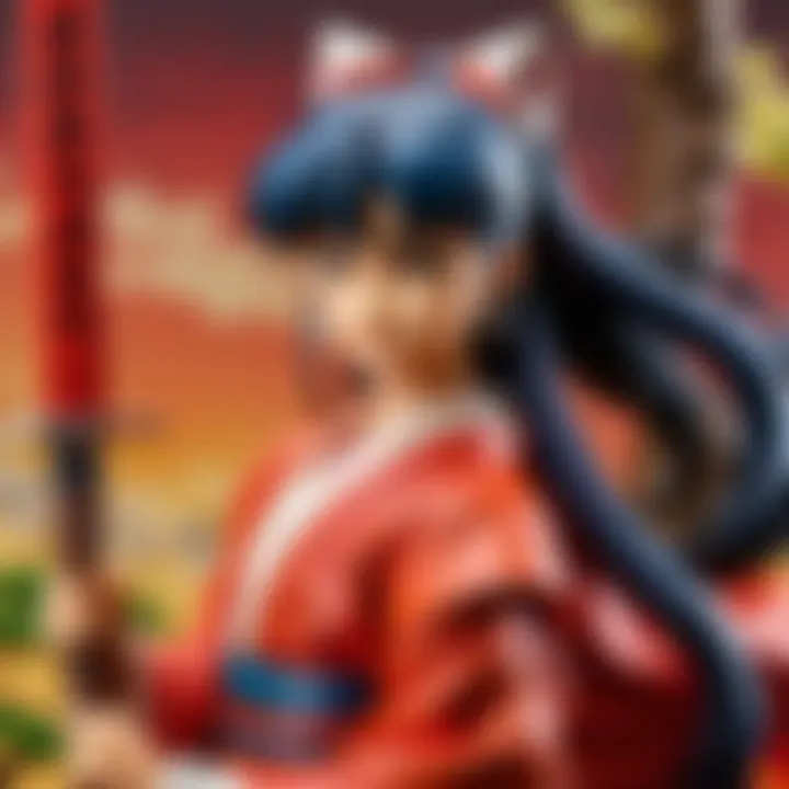An overview of popular Inuyasha figures among collectors at an anime convention.