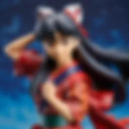 A close-up view of intricately designed Inuyasha collectible figures showcasing various characters.