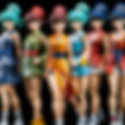 A vibrant display of plastic figures showcasing popular anime characters.