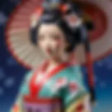 Elegant Geisha-inspired Plastic Figure Japanese Geisha-inspired Plastic Figure at NipToys