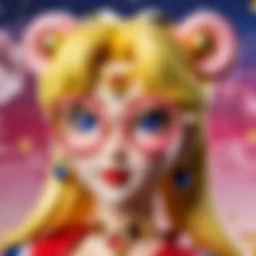 Artistic representation of Jins Sailor Moon glasses showcasing their unique design elements