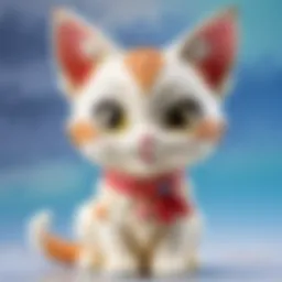 Exquisite Japanese plastic figure adorned with delicate kitten ears and tail set