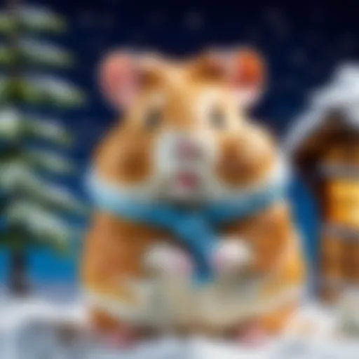 Large hamster stuffed animal in cozy winter attire