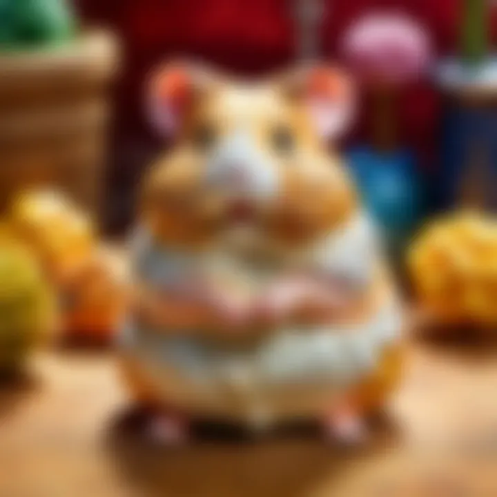 Close-up of intricate stitching details on a large hamster stuffed animal