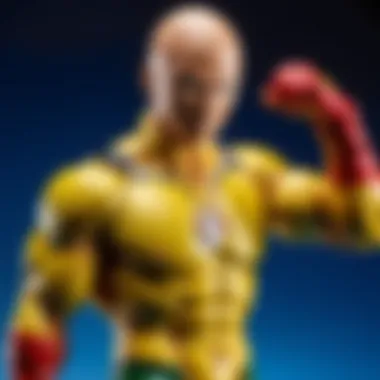 Vibrant Merchandise Releases Illustration displaying the latest One Punch Man merchandise releases in a vibrant setting