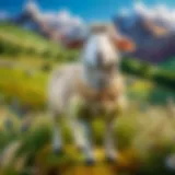 Majestic sheep plush in a whimsical meadow setting