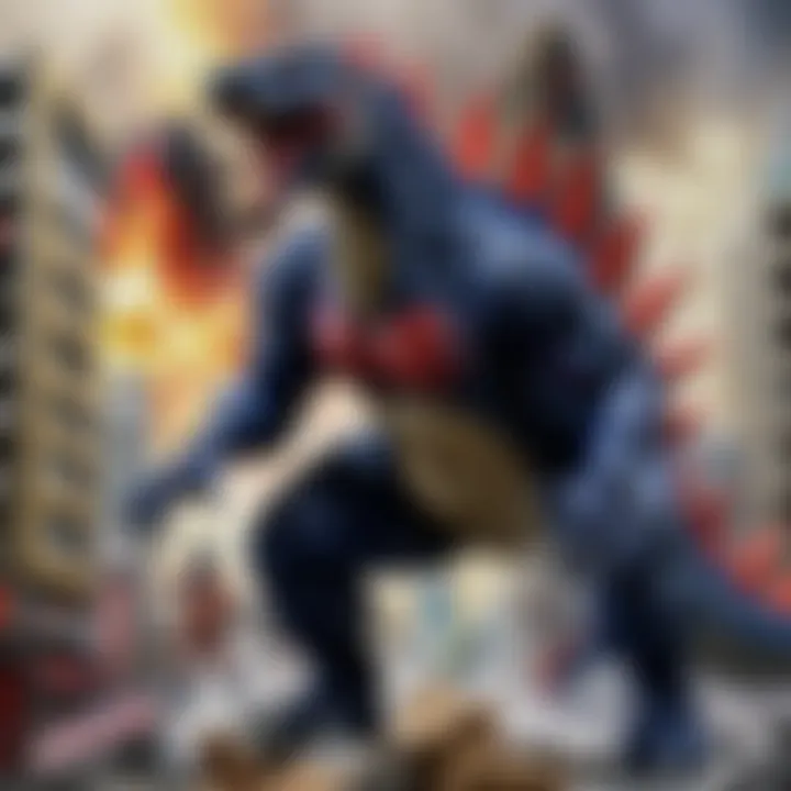 Majestic Shin Godzilla Action Figure in Destroyed Cityscape