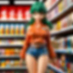 A vibrant manga retail environment showcasing shelves filled with various manga titles