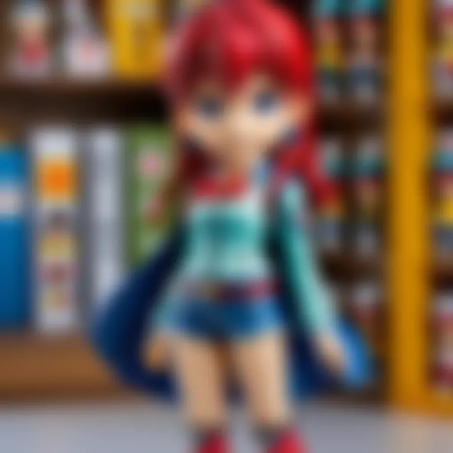 A variety of Nendoroid figures displayed creatively on a shelf