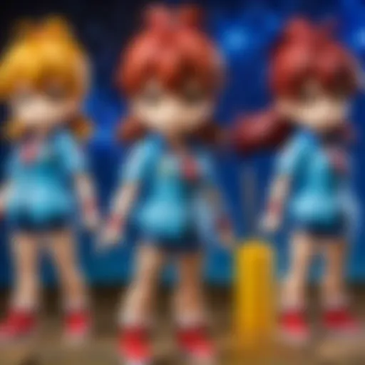 A collection of Nendoroid figures showcasing various characters.