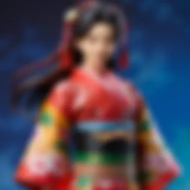 Intricate Details of Nezuko Action Figure's Kimono Intricate Details of Nezuko Action Figure's Kimono