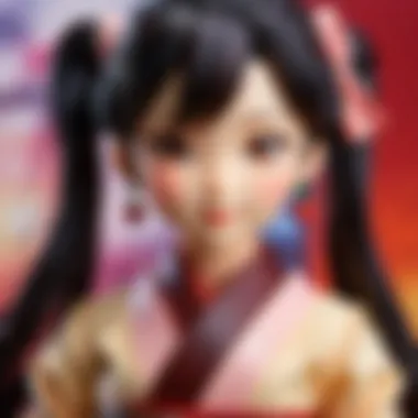 Intricate Details of Nezuko Plush Doll Close-up of Nezuko plush detailing