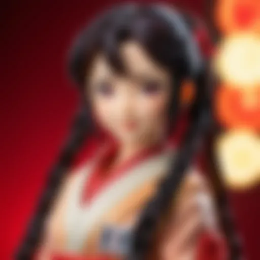 Nezuko plush doll in a vibrant display