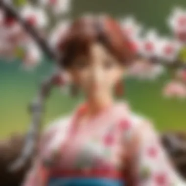 Exquisite Japanese Cherry Blossom themed figure