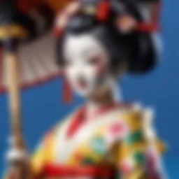 Elegant Japanese Geisha figurine with intricate kimono design