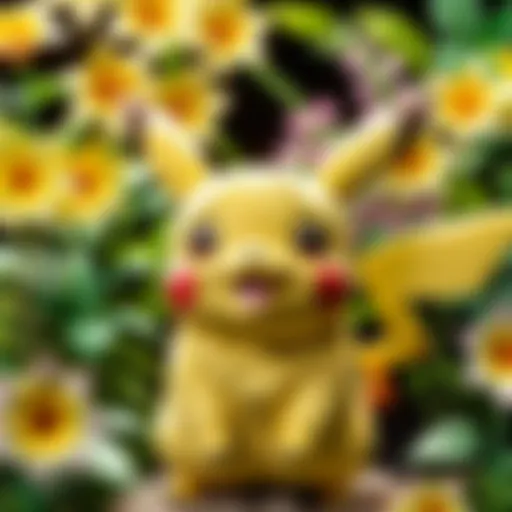 Pikachu Plush Toy in Floral Arrangement