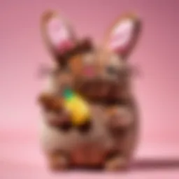 Close-up view of Pusheen Chocolate Bunny Plush showcasing its whimsical design and soft texture.