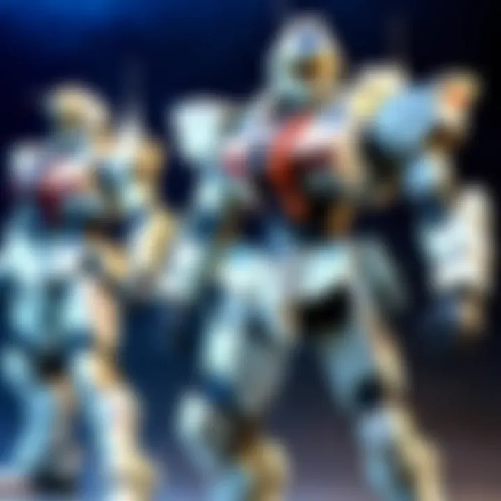 A collection of rare and limited edition Armored Core figures set against a vibrant background.