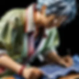 Artisan crafting intricate Shigaraki shirt design