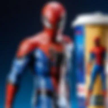 Spider Man travel mug in action, being held with a scenic view in the background