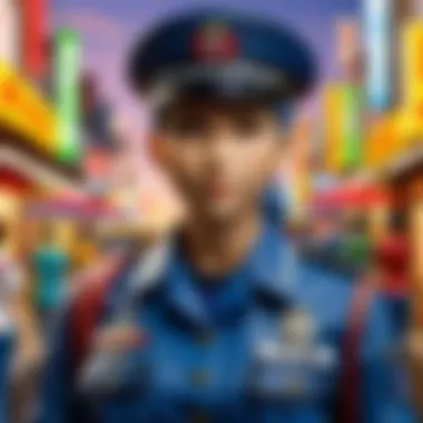 Teen in uniform amidst modern culture