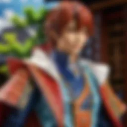 A detailed close-up of Chuuya's intricate costume elements