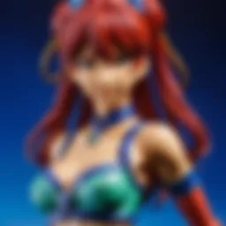 A detailed collection of anime figurines displayed on a shelf, showcasing their intricate designs and craftsmanship.