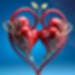 A vibrant depiction of intertwined hearts symbolizing love and life.